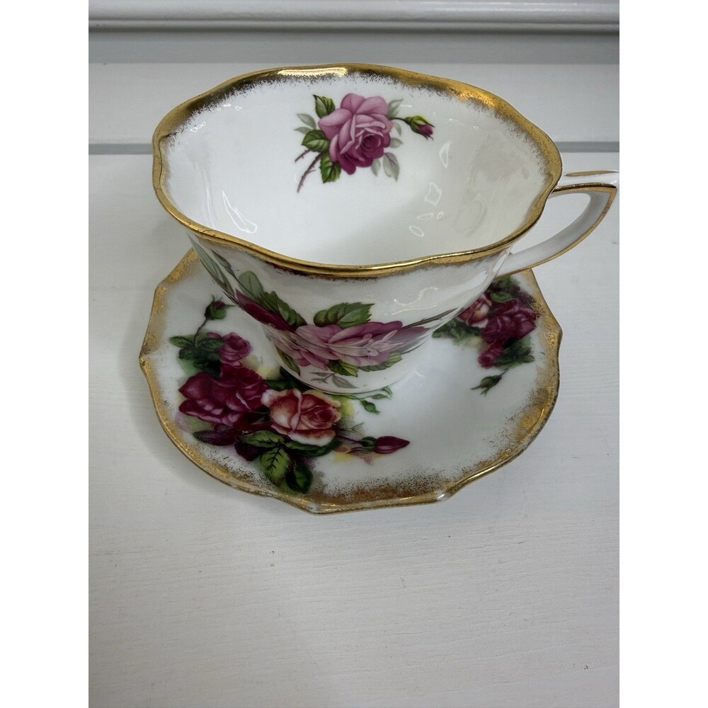 Charming Vintage Bone China Tea Cup Saucer Pair Rosina England Royal Sealy Japan